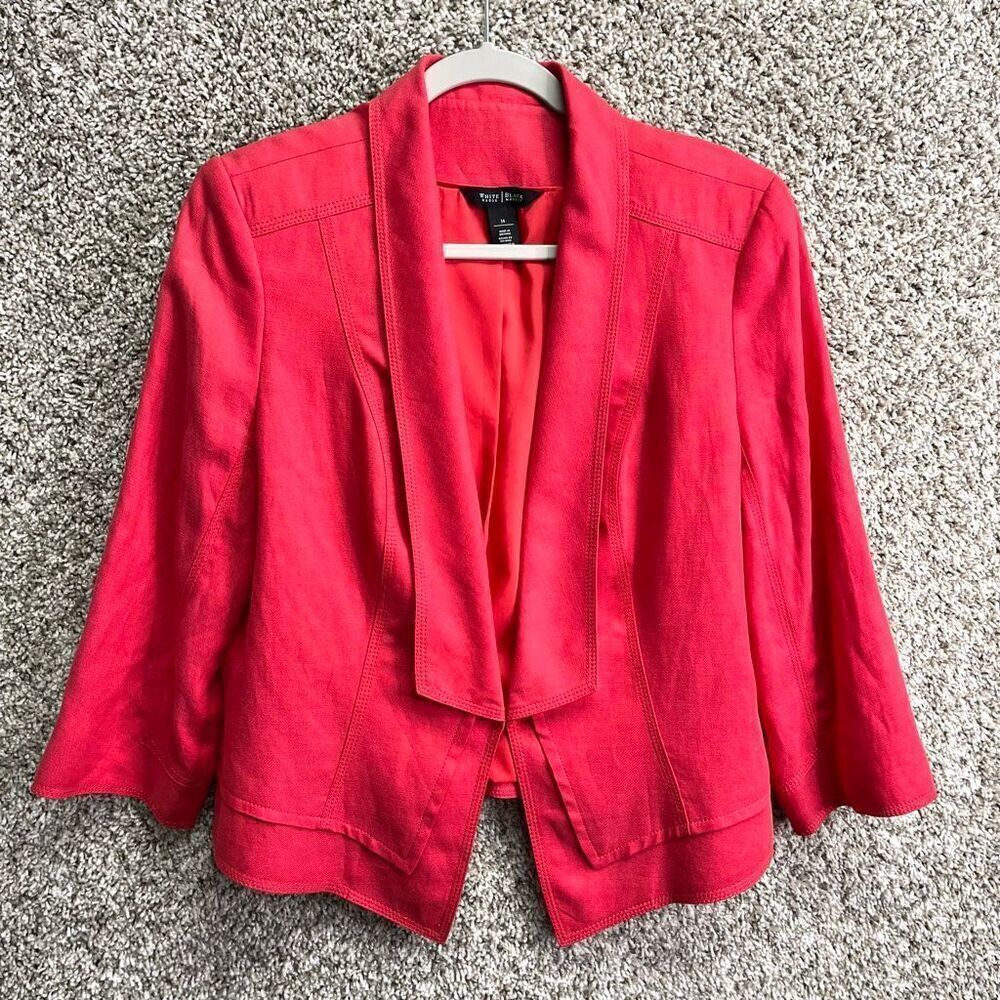 WHBM White House Black Market Blazer Women’s Linen and Cotton Blend 3/4 Sleeve